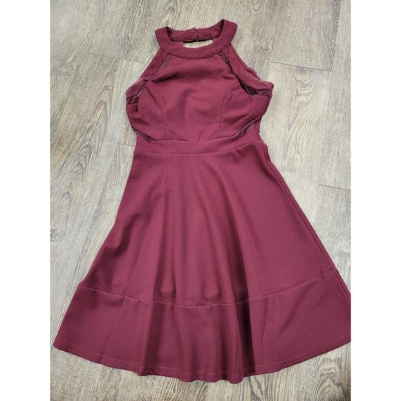 Honey & Rosie Dresses & Skirts - Honey & Rosie Juniors' Cutout Bow Back Fit & Flare Dress Dark Red Burgundy XS